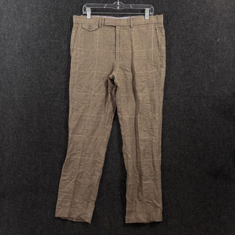 Polo Golf Ralph Lauren Pants Men's 33x30 Brown Linen Blend Plaid Tweed